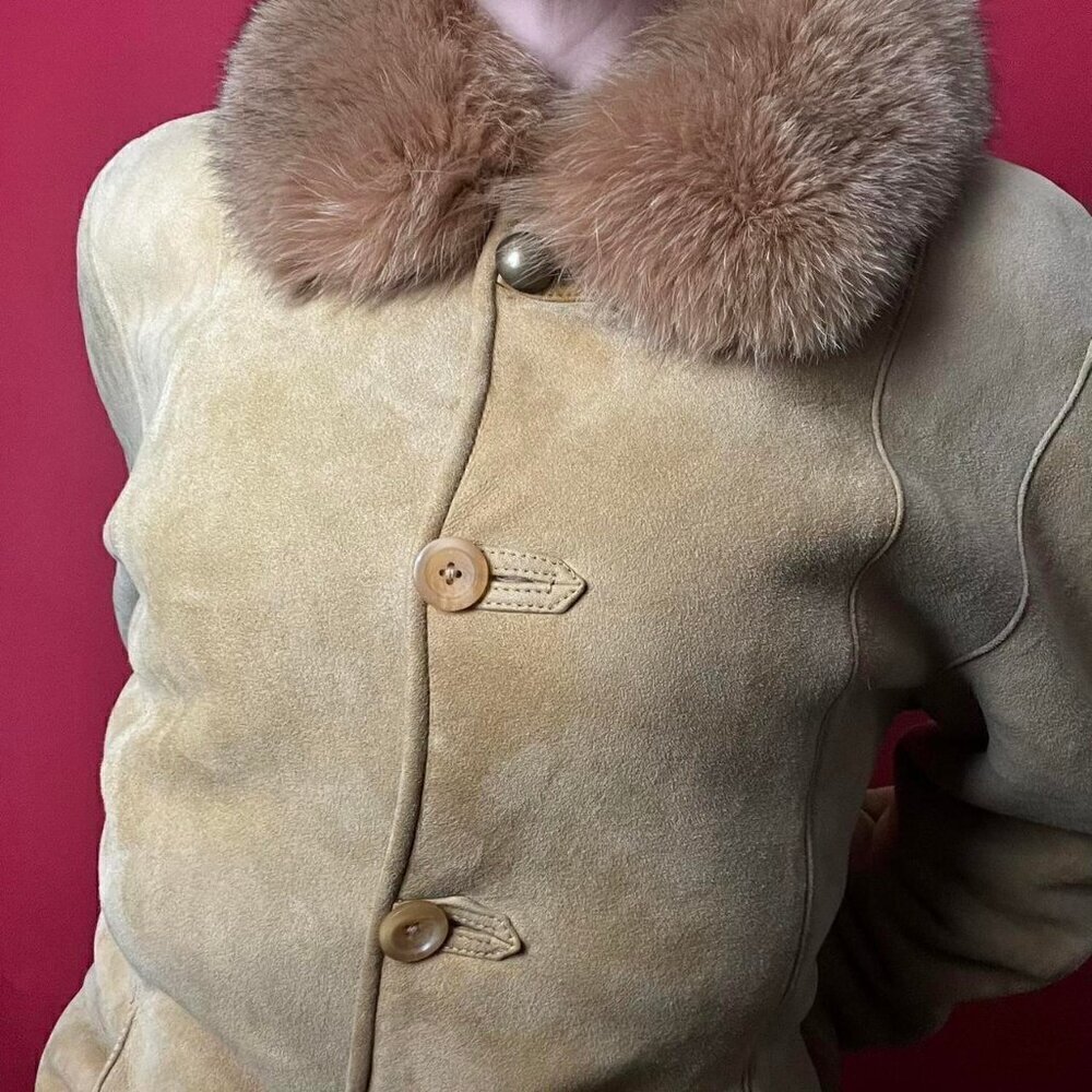 Tazzio para / Vintage authentic genuine fur midi to maxi button up coat 💛🤎‌‍‍‍ - Picture 7 of 8
